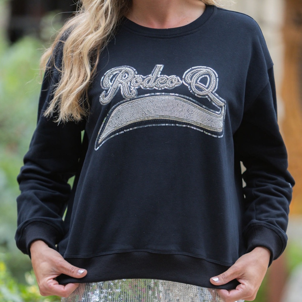 Rodeo Quincy Black Sequin Logo Sweater
